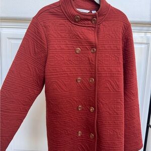 Issac Mizrahi Live Double-Breasted Brick Red Coat